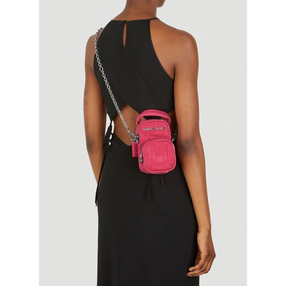 MARINE SERRE Parpaing Moire Shoulder Bag in Pink - Picture 7 of 7